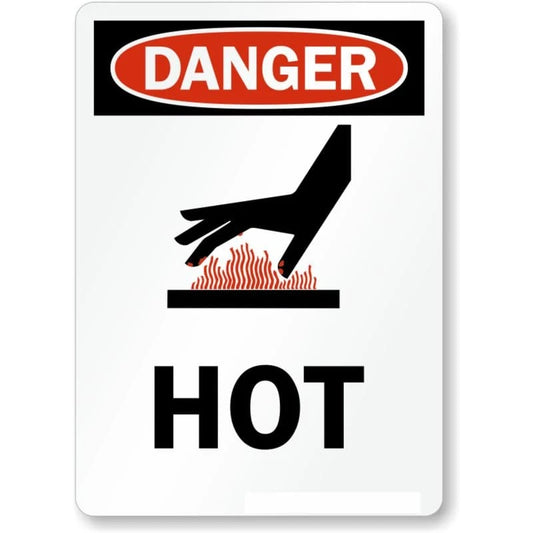 Hot Danger Vertical Aluminum Sign — product artwork