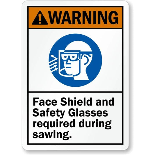 Face Shield and Glasses Required Warning Aluminum Sign — product artwork