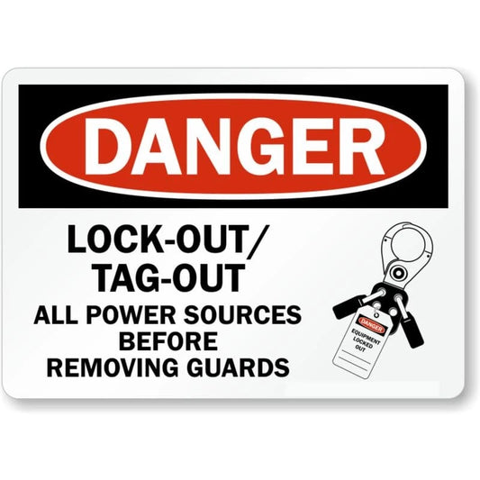 Lockout Tagout Risk Danger Aluminum Sign — product artwork