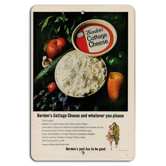 Vintage Borden's Cottage Cheese Rustic Aluminum Sign — product artwork