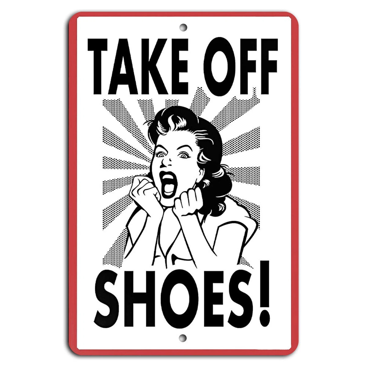 Rustic Entryway Funny Shoes Aluminum Sign — product artwork
