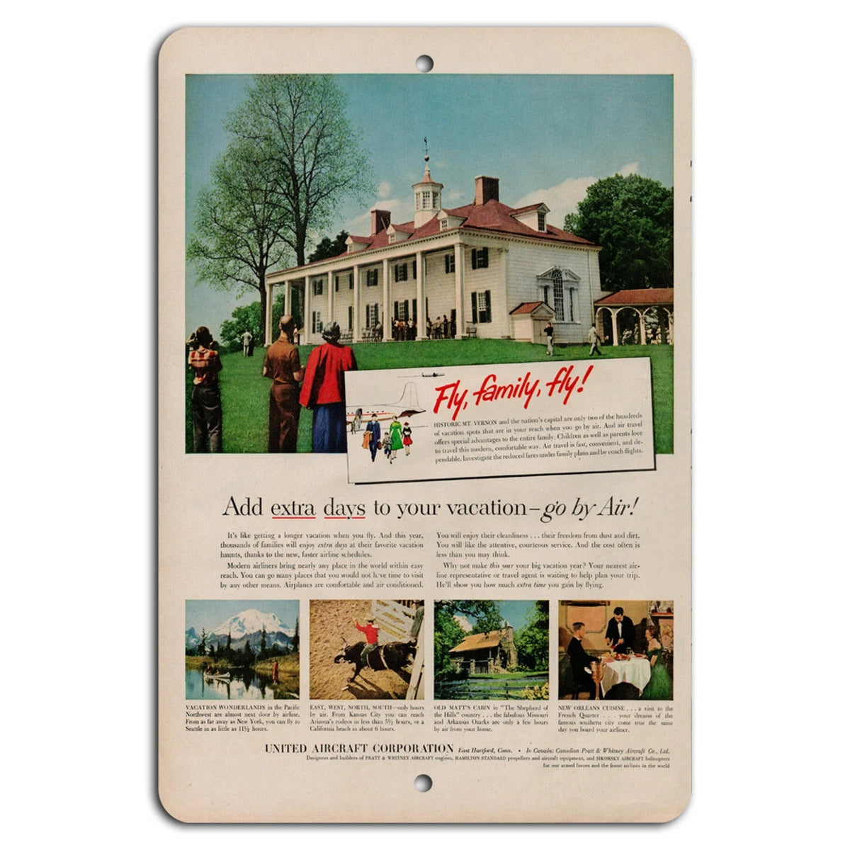 Vintage Retro Travel Family Aluminum Sign — product artwork