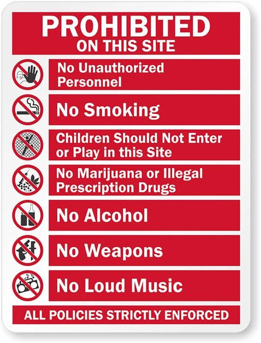 Business Policy Strictly Enforced Aluminum Sign — product artwork