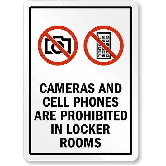 Cameras Cell Phones Prohibited Aluminum Sign — product artwork