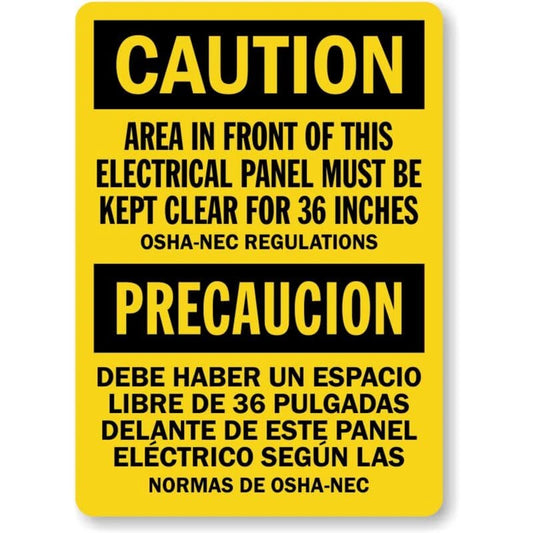 Bilingual Electrical Panel Area Aluminum Sign — product artwork