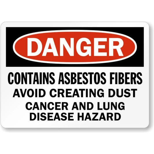 Danger Contains Asbestos Fibers Cancer and Lung Disease Aluminum Sign — product artwork