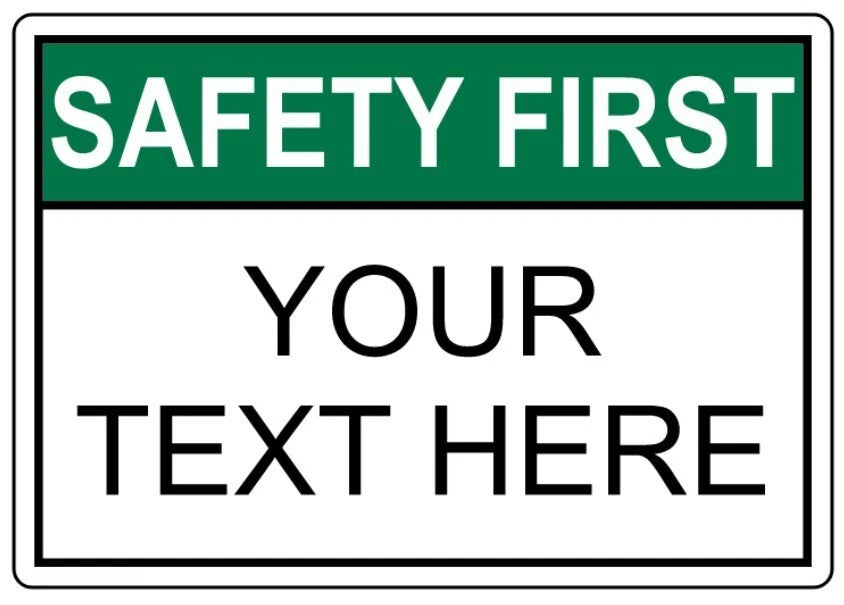 Custom Safety First Bordered Landscape Aluminum Sign — product artwork