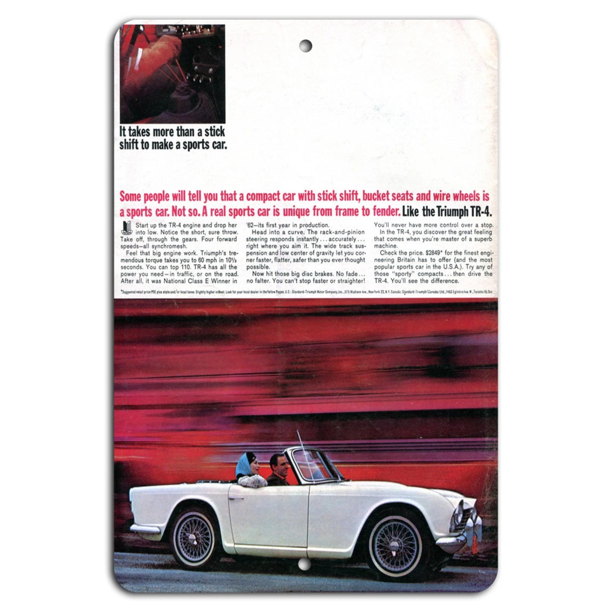 Vintage Triumph Retro Sports Car Garage Aluminum Sign — product artwork