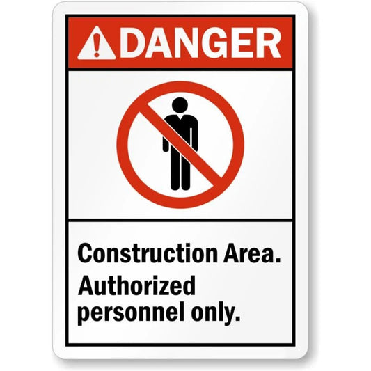 Danger Construction Area Authorized Personnel Sign — product artwork