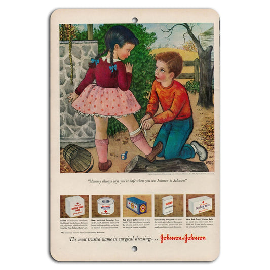 Vintage Johnson Johnson Retro Healthcare Aluminum Sign — product artwork