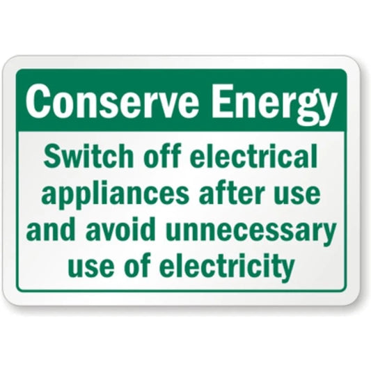 Switch Off Appliances Aluminum Sign — product artwork
