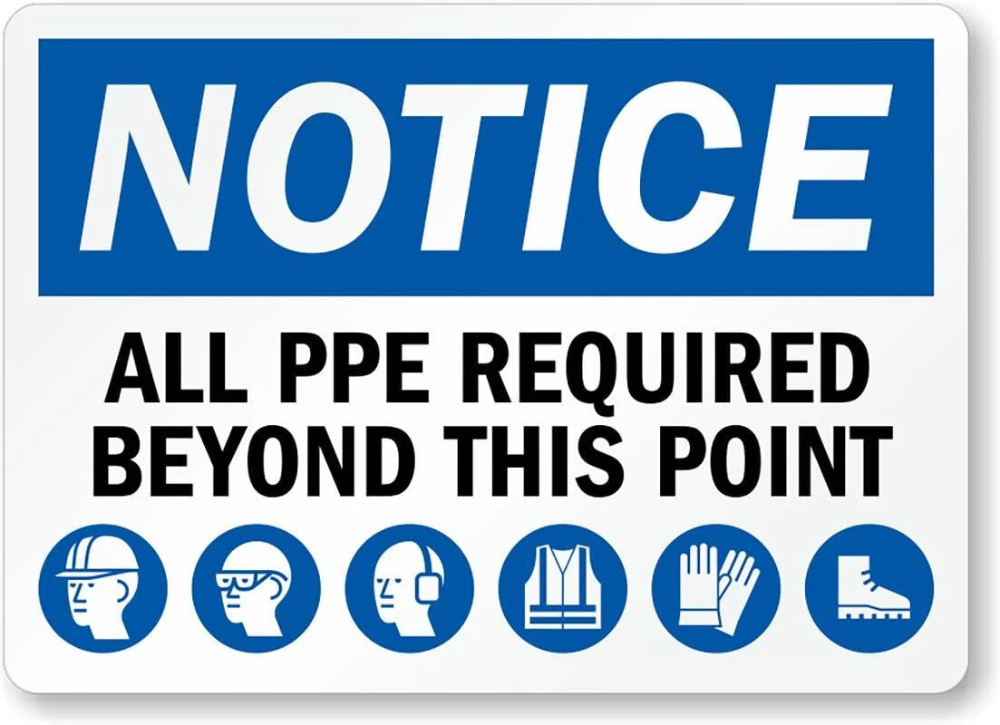 PPE Required Safety Notice Aluminum Sign — product artwork