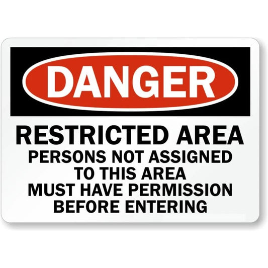 Danger Restricted Area Permission Required Aluminum Sign — product artwork