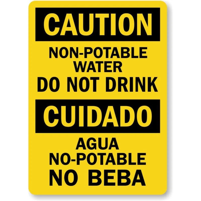 Bilingual Non-Potable Water Do Not Drink Aluminum Sign — product artwork
