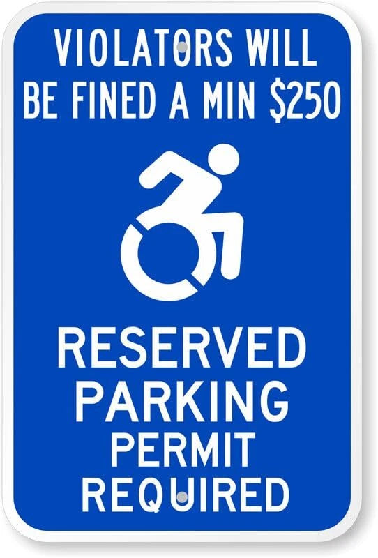 Warning Ada Violators Fined Aluminum Sign — product artwork