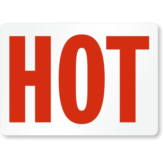 Hot Red Text Aluminum Sign — product artwork