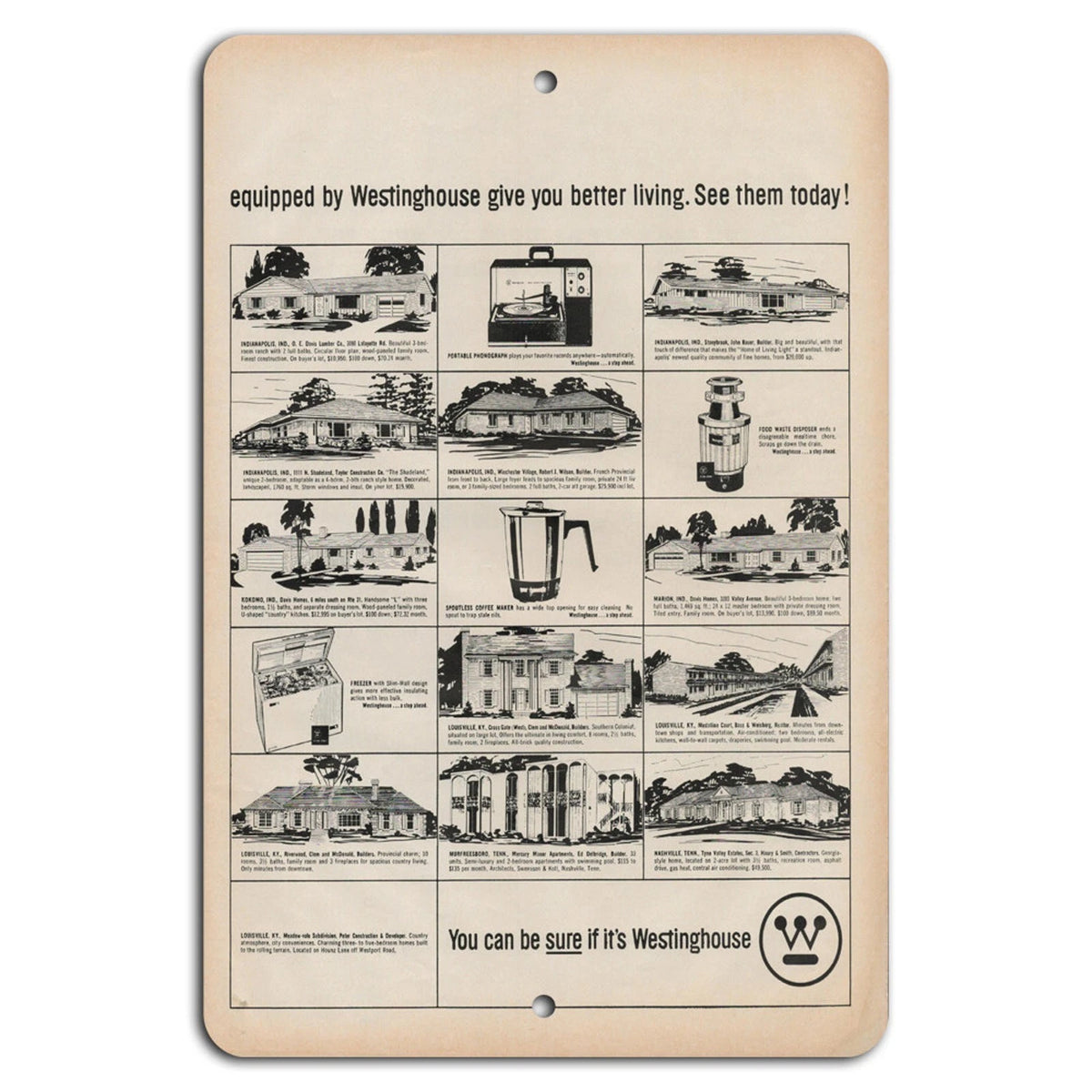 Vintage Westinghouse Vertical Industrial Chic Aluminum Sign — product artwork