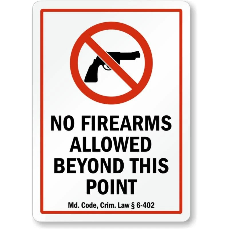 Maryland Firearms Prohibited Md Aluminum Sign — product artwork