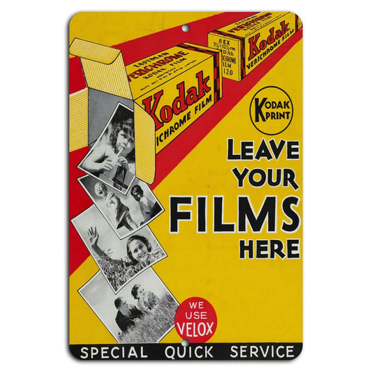 Vintage Kodak Retro Film Drop Off Quick Service Aluminum Sign — product artwork