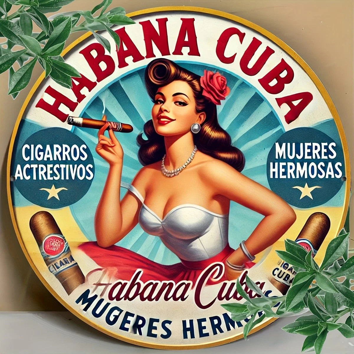 Vintage Havana Funny Retro Round Aluminum Sign — product artwork