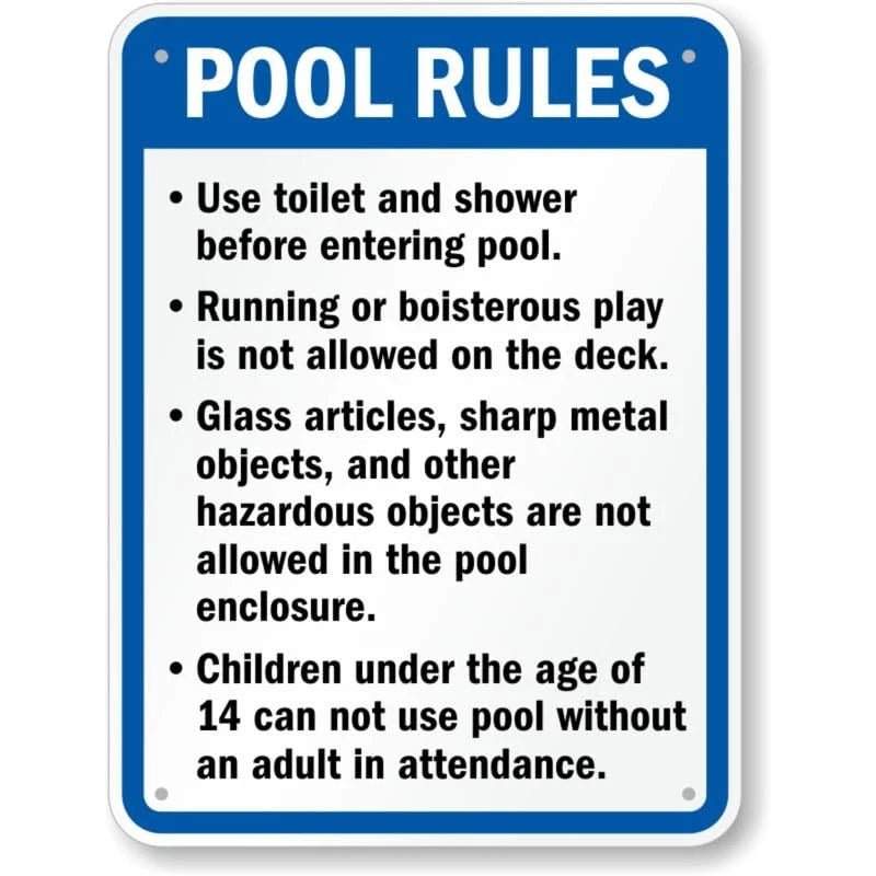 Pool California Pool Rules Aluminum Sign — product artwork