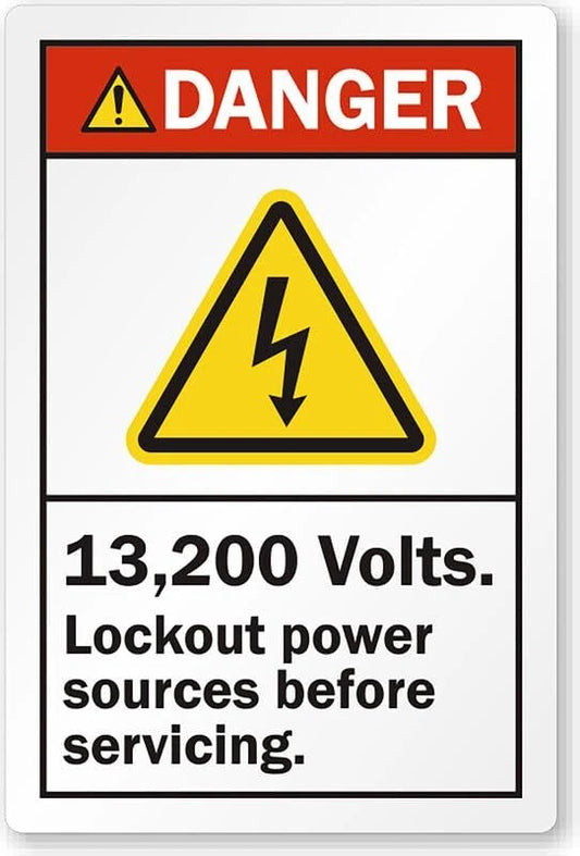 Voltage Lockout 13200 Volts Power Aluminum Sign — product artwork