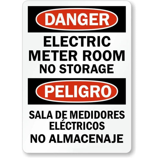Bilingual Meter Room Storage Aluminum Sign — product artwork
