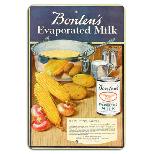 Borden's Evaporated Milk Vintage Kitchen Aluminum Sign — product artwork