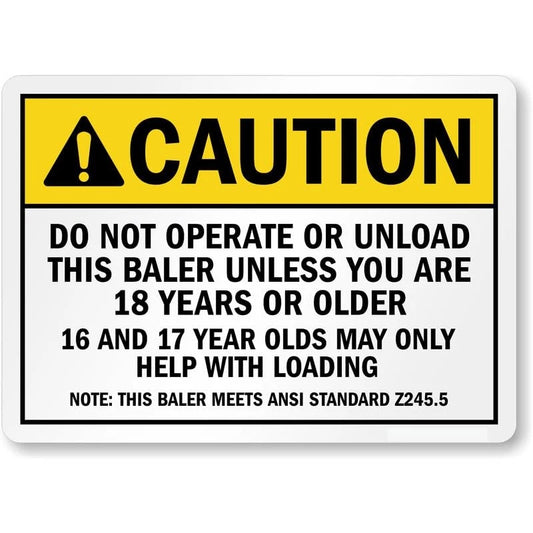 Do Not Operate This Baler Ansi Caution Aluminum Sign — product artwork