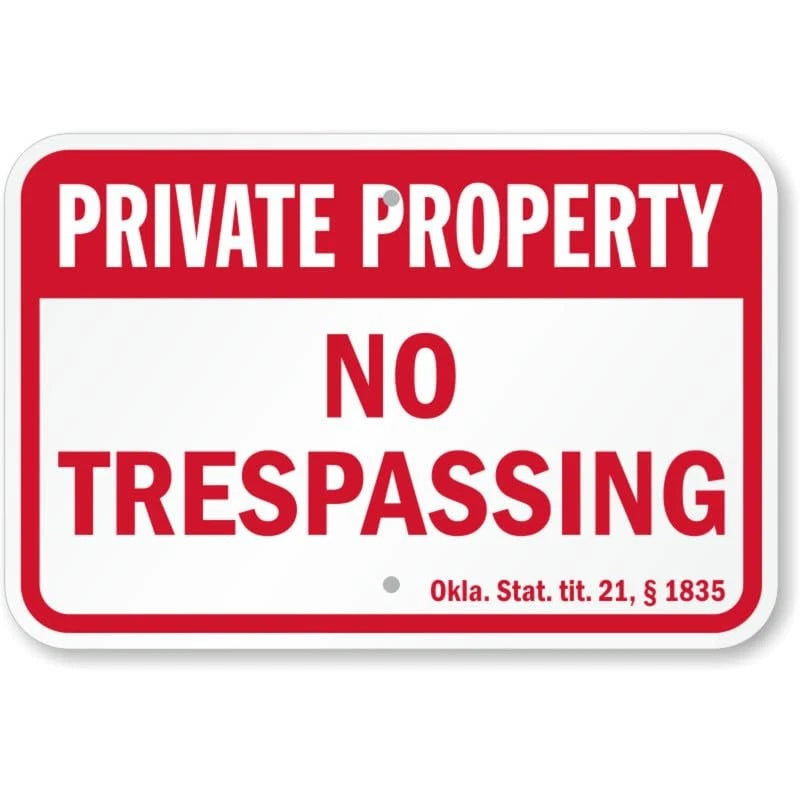 Oklahoma Private Property Aluminum Sign — product artwork
