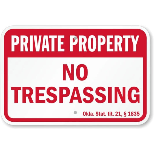 Oklahoma Private Property Aluminum Sign — product artwork