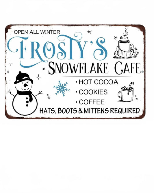 Cafe Frostys Snowflake Xmas Winter Cocoa Aluminum Sign — product artwork