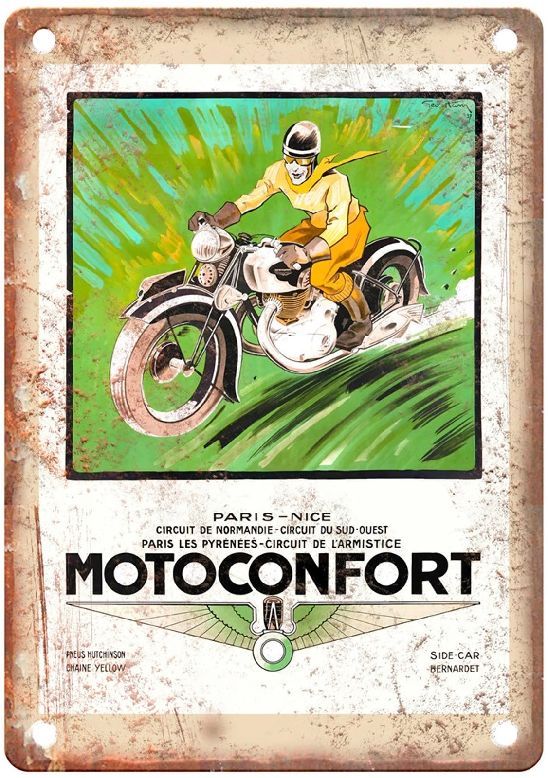 Vintage Motorcycle Retro 1937 Aluminum Sign — product artwork