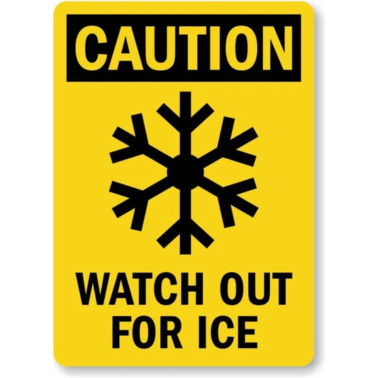 Caution Ice Safety Warning Slippery Aluminum Sign — product artwork