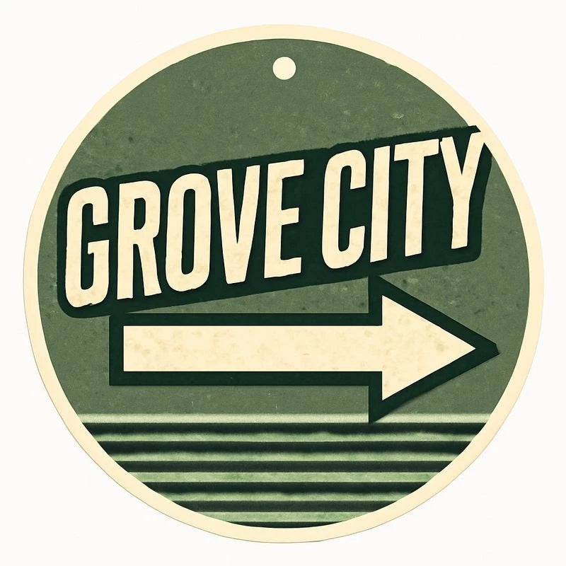 Vinyl Decal 1Pccar Retro Grove City Funny Round Aluminum Sign — product artwork
