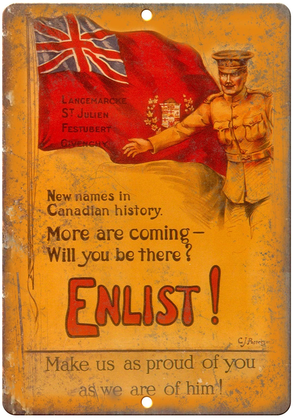 Military Enlistment Poster Canadian Funny Aluminum Sign — product artwork