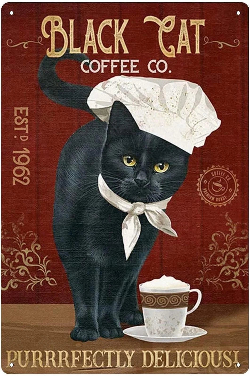 Vintage Cat Funny Retro Aluminum Sign — product artwork