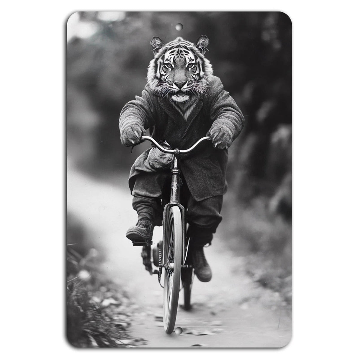 Surreal Cycling Rustic Tiger Adventure Aluminum Sign — product artwork