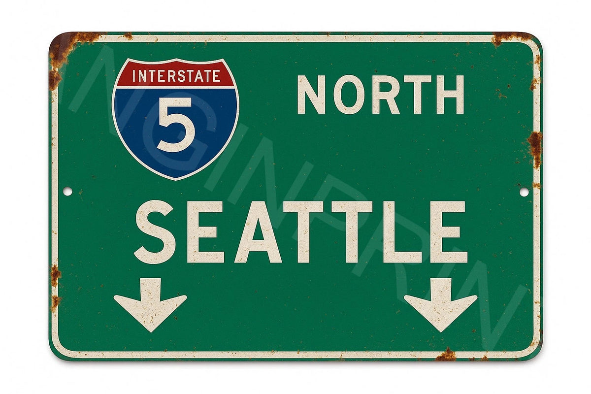Highway Interstate 5 Seattle Aluminum Sign — product artwork
