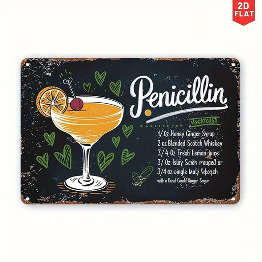 Cocktail Penicillin Recipe Retro Bar Funny Aluminum Sign — product artwork