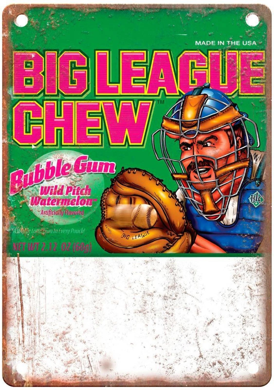 Big League Chew Wild Pitch Watermelon Bubble Gum Aluminum Sign — product artwork