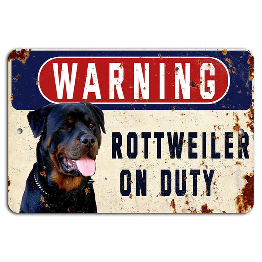 Rottweiler Warning Rustic Garage Aluminum Sign — product artwork