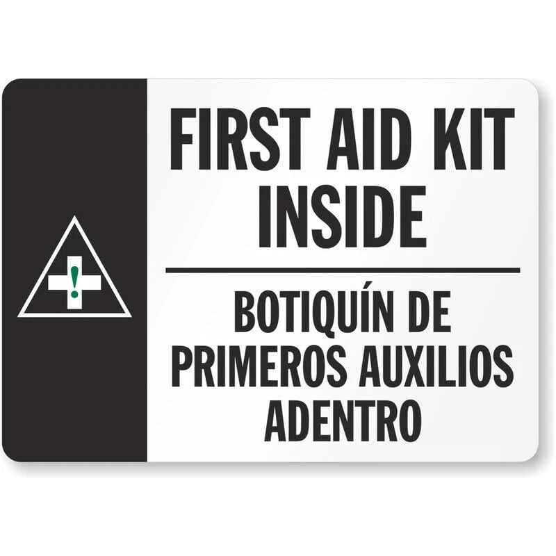 Bilingual First Aid Kit Aluminum Sign — product artwork