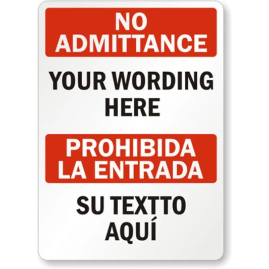 Bilingual Custom Aluminum Sign — product artwork
