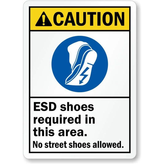 Esd Shoes Required Area Aluminum Sign — product artwork