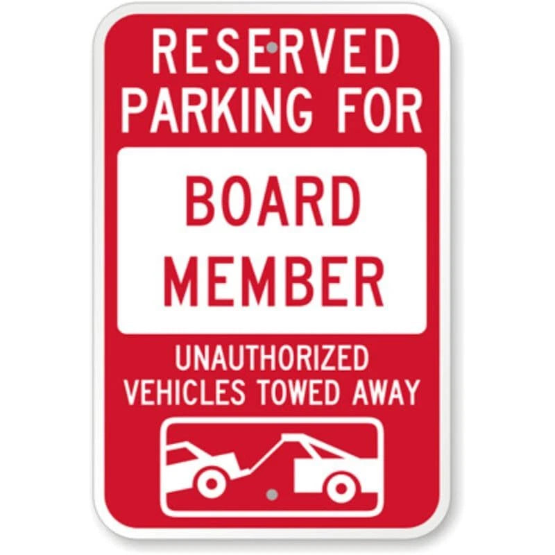 Board Member Reserved Parking Aluminum Sign — product artwork
