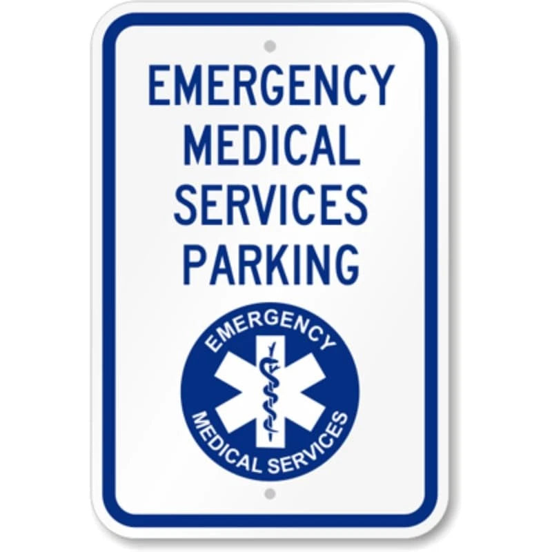 Emergency Medical Parking Aluminum Sign — product artwork