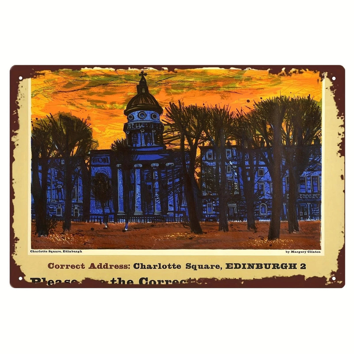 Iron Kitchen Edinburgh Charlotte Square Art Painting Aluminum Sign — product artwork