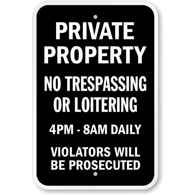 No Trespassing or Loitering Aluminum Sign — product artwork