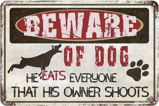 Beware of Dog Funny Yard Fence Warning Aluminum Sign — product artwork